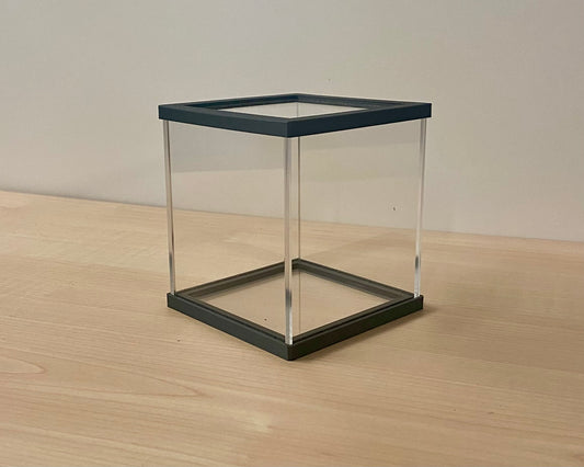 acrylic Perspex display cube with 3d printed fastening