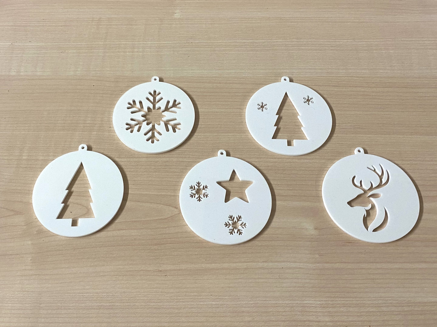 Pack of 5 Laser Cut Acrylic Christmas Baubles