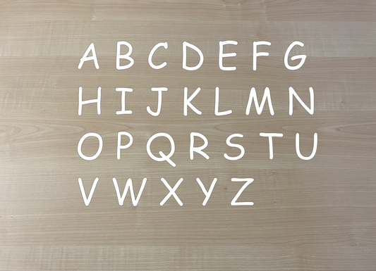 Comic Sans Font Acrylic Letters, Numbers and Characters Laser Cut From 3mm White Uppercase