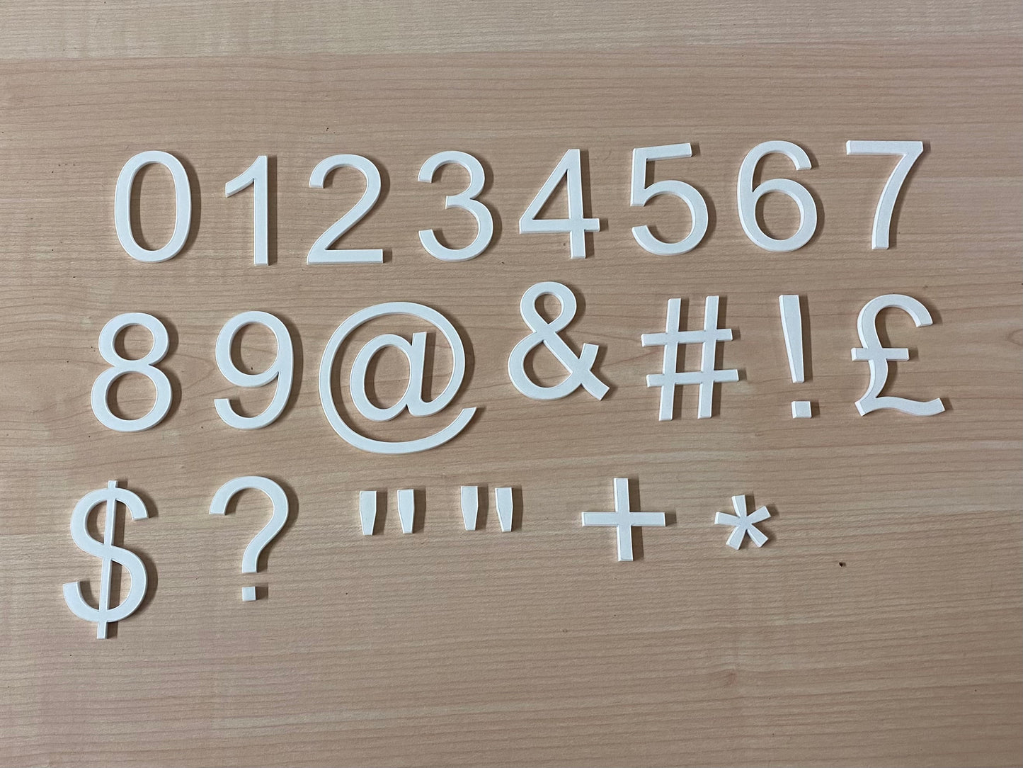 Acrylic Letters, Numbers and Characters Laser Cut From 3mm White Uppercase